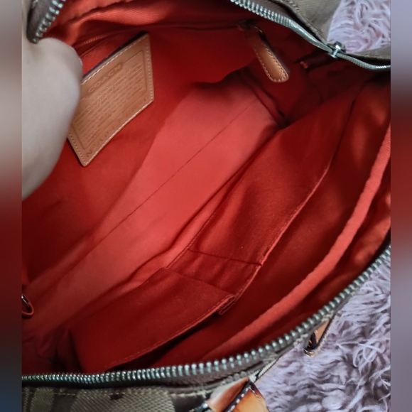 Coach Campbell Signature C  Brown w/Leather Trim Handbag/Shoulder Bag - Picture 12 of 14